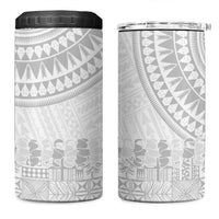 Niue White Sunday 4 in 1 Can Cooler Tumbler Tapu Fanau Ia Puakenikeni Hiapo Pattern - Polynesian Pride