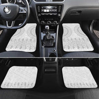 Niue White Sunday Car Mats Tapu Fanau Ia Puakenikeni Hiapo Pattern - Polynesian Pride