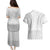 Niue White Sunday Couples Matching Puletasi and Hawaiian Shirt Tapu Fanau Ia Puakenikeni Hiapo Pattern - Polynesian Pride