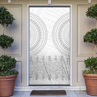 Niue White Sunday Door Cover Tapu Fanau Ia Puakenikeni Hiapo Pattern - Polynesian Pride