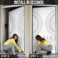 Niue White Sunday Door Cover Tapu Fanau Ia Puakenikeni Hiapo Pattern - Polynesian Pride