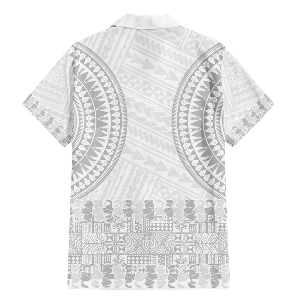 Niue White Sunday Family Matching Mermaid Dress and Hawaiian Shirt Tapu Fanau Ia Puakenikeni Hiapo Pattern - Polynesian Pride