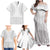 Niue White Sunday Family Matching Off Shoulder Maxi Dress and Hawaiian Shirt Tapu Fanau Ia Puakenikeni Hiapo Pattern - Polynesian Pride