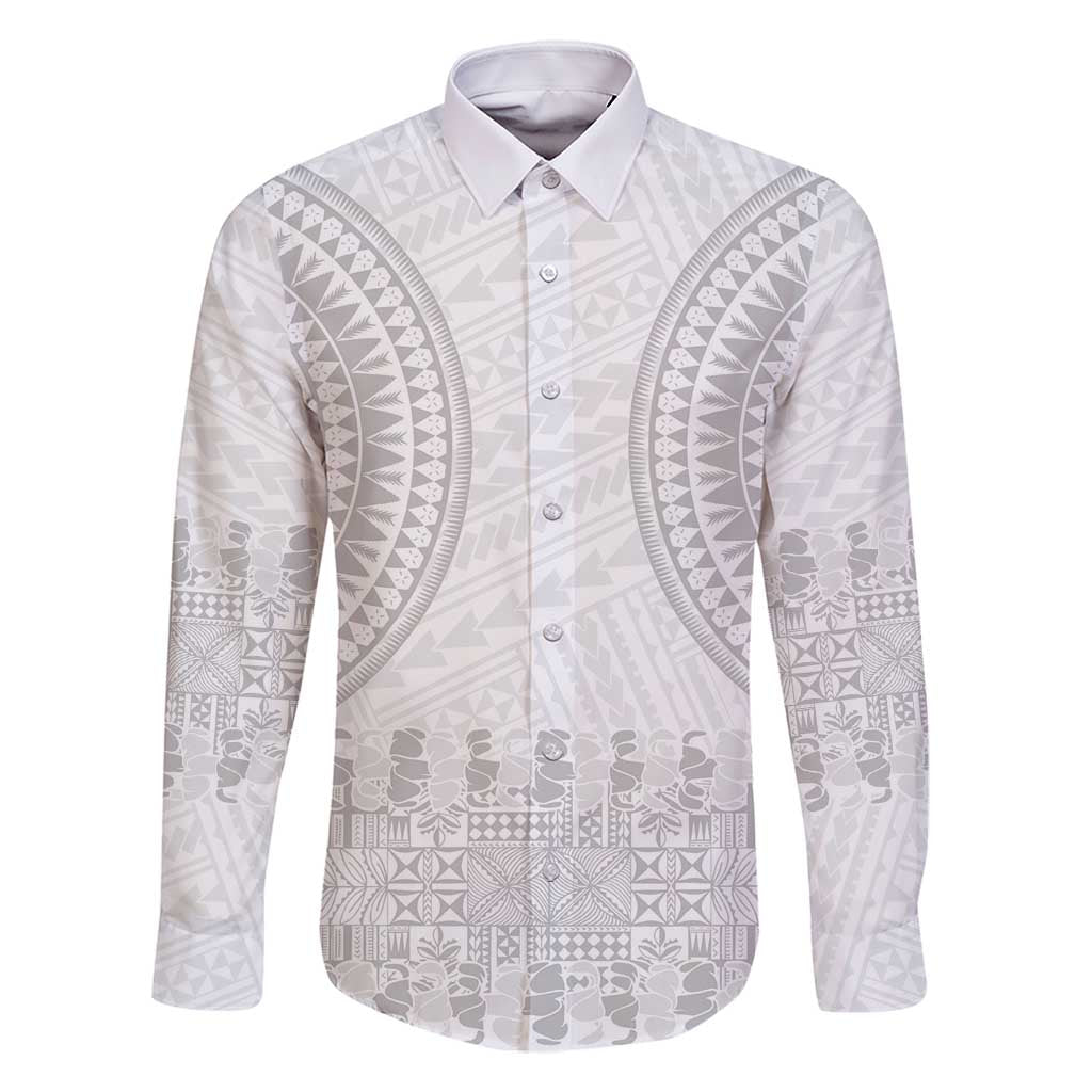 Niue White Sunday Family Matching Off Shoulder Short Dress and Hawaiian Shirt Tapu Fanau Ia Puakenikeni Hiapo Pattern - Polynesian Pride