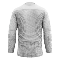 Niue White Sunday Hockey Jersey Tapu Fanau Ia Puakenikeni Hiapo Pattern - Polynesian Pride