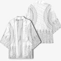Niue White Sunday Kimono Tapu Fanau Ia Puakenikeni Hiapo Pattern - Polynesian Pride
