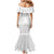 Niue White Sunday Mermaid Dress Tapu Fanau Ia Puakenikeni Hiapo Pattern - Polynesian Pride