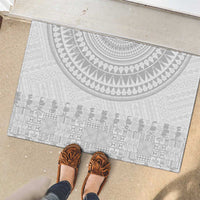 Niue White Sunday Rubber Doormat Tapu Fanau Ia Puakenikeni Hiapo Pattern - Polynesian Pride