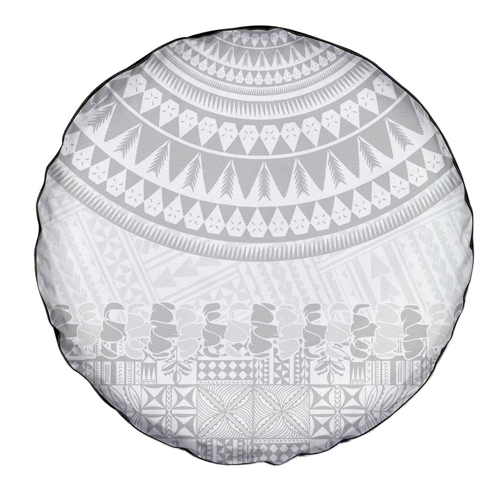 Niue White Sunday Spare Tire Cover Tapu Fanau Ia Puakenikeni Hiapo Pattern - Polynesian Pride