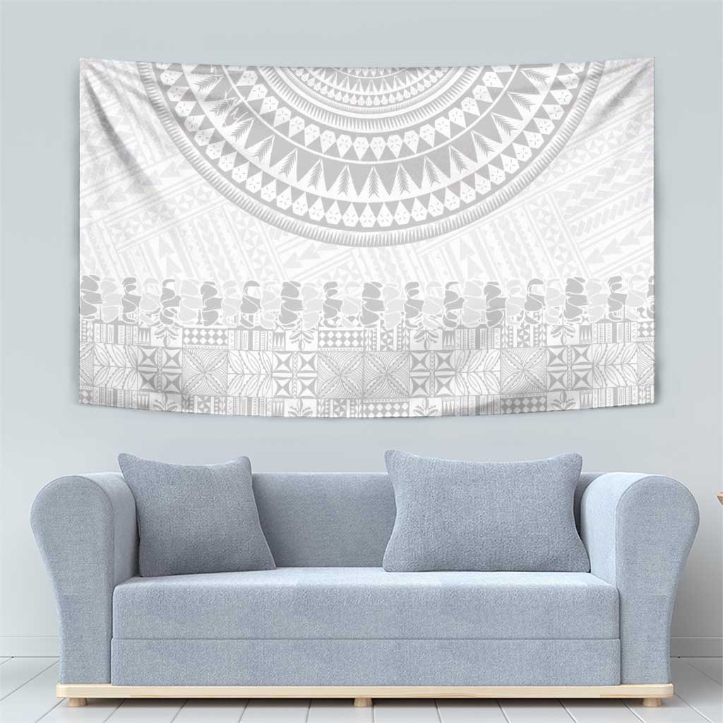 Niue White Sunday Tapestry Tapu Fanau Ia Puakenikeni Hiapo Pattern - Polynesian Pride