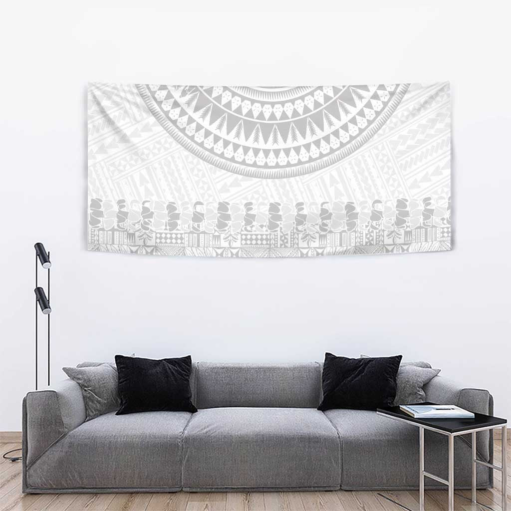 Niue White Sunday Tapestry Tapu Fanau Ia Puakenikeni Hiapo Pattern - Polynesian Pride