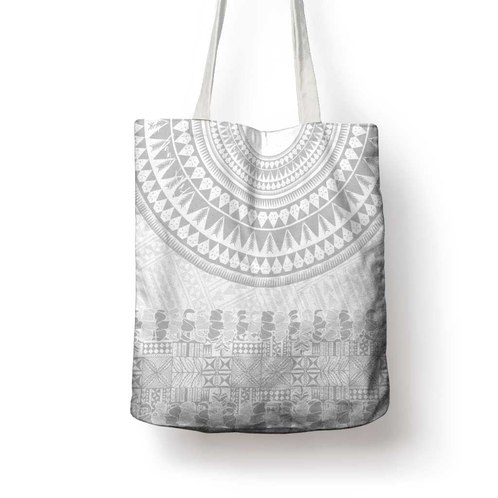 Niue White Sunday Tote Bag Tapu Fanau Ia Puakenikeni Hiapo Pattern - Polynesian Pride