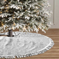 Niue White Sunday Tree Skirt Tapu Fanau Ia Puakenikeni Hiapo Pattern - Polynesian Pride