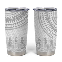 Niue White Sunday Tumbler Cup Tapu Fanau Ia Puakenikeni Hiapo Pattern - Polynesian Pride