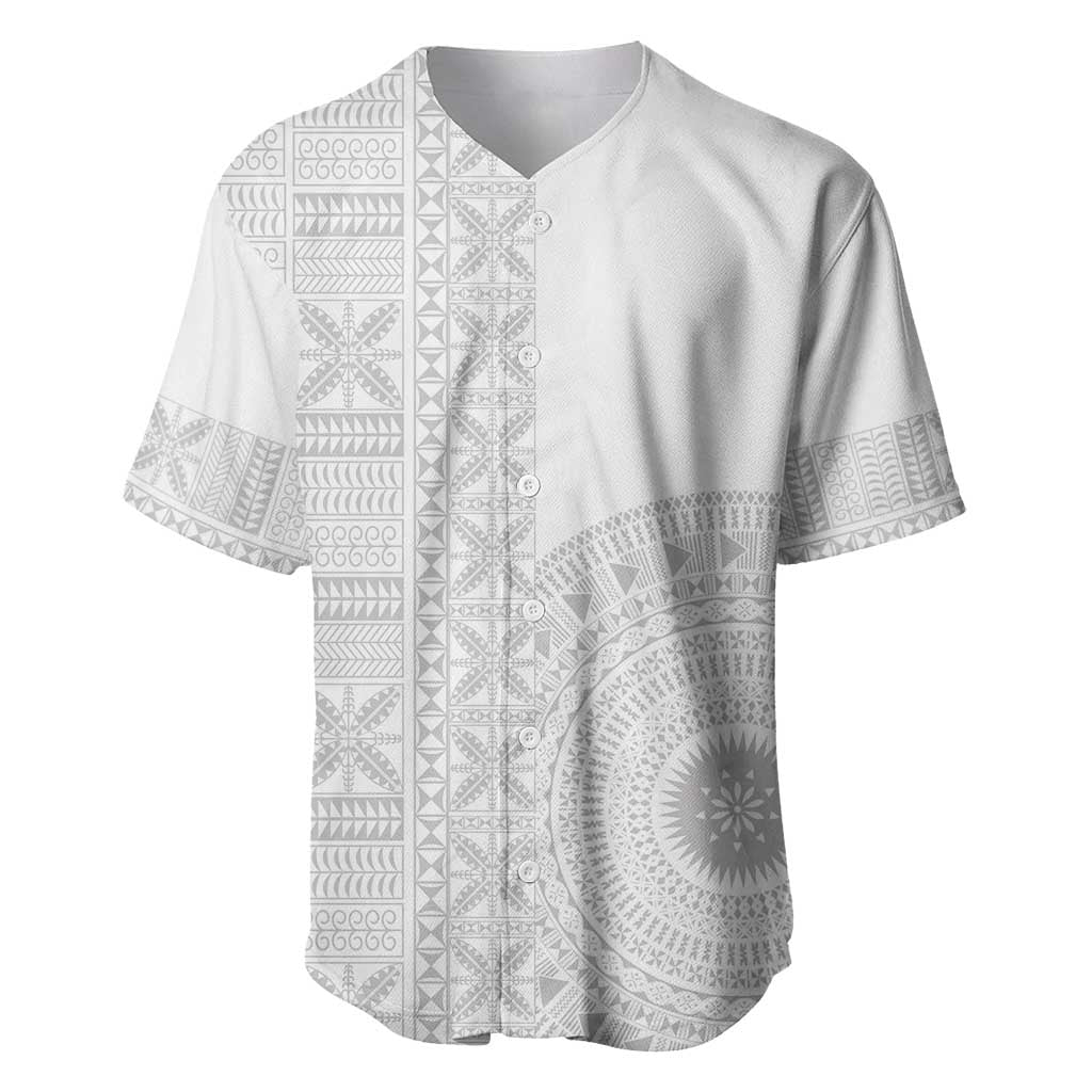 Niue White Sunday Baseball Jersey Half Hiapo Pattern Vibes - Polynesian Pride