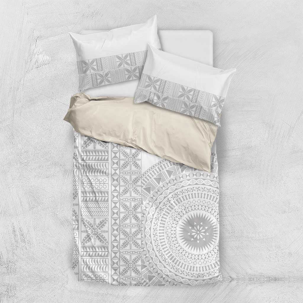Niue White Sunday Bedding Set Half Hiapo Pattern Vibes - Polynesian Pride