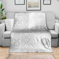 Niue White Sunday Blanket Half Hiapo Pattern Vibes - Polynesian Pride