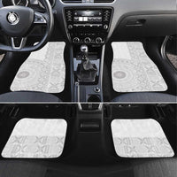 Niue White Sunday Car Mats Half Hiapo Pattern Vibes - Polynesian Pride