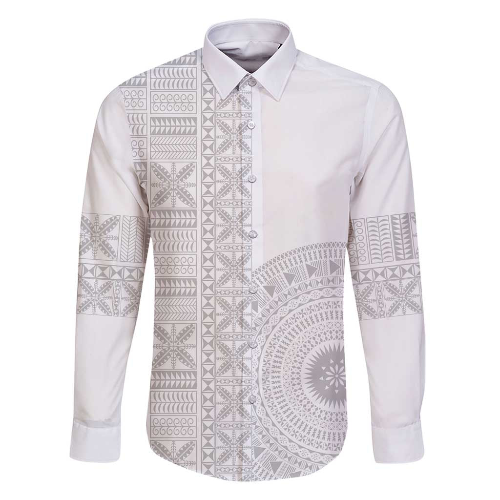 Niue White Sunday Family Matching Long Sleeve Bodycon Dress and Hawaiian Shirt Half Hiapo Pattern Vibes - Polynesian Pride