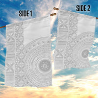 Niue White Sunday Garden Flag Half Hiapo Pattern Vibes - Polynesian Pride