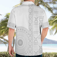 Niue White Sunday Hawaiian Shirt Half Hiapo Pattern Vibes - Polynesian Pride