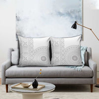 Niue White Sunday Pillow Cover Half Hiapo Pattern Vibes - Polynesian Pride