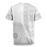 Niue White Sunday Rugby Jersey Half Hiapo Pattern Vibes - Polynesian Pride