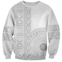 Niue White Sunday Sweatshirt Half Hiapo Pattern Vibes - Polynesian Pride