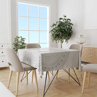 Niue White Sunday Tablecloth Half Hiapo Pattern Vibes - Polynesian Pride