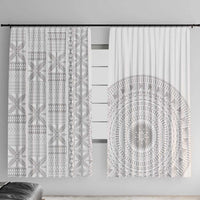 Niue White Sunday Window Curtain Half Hiapo Pattern Vibes - Polynesian Pride