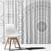 Niue White Sunday Window Curtain Half Hiapo Pattern Vibes - Polynesian Pride