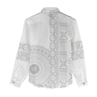 Niue White Sunday Women Casual Shirt Half Hiapo Pattern Vibes - Polynesian Pride