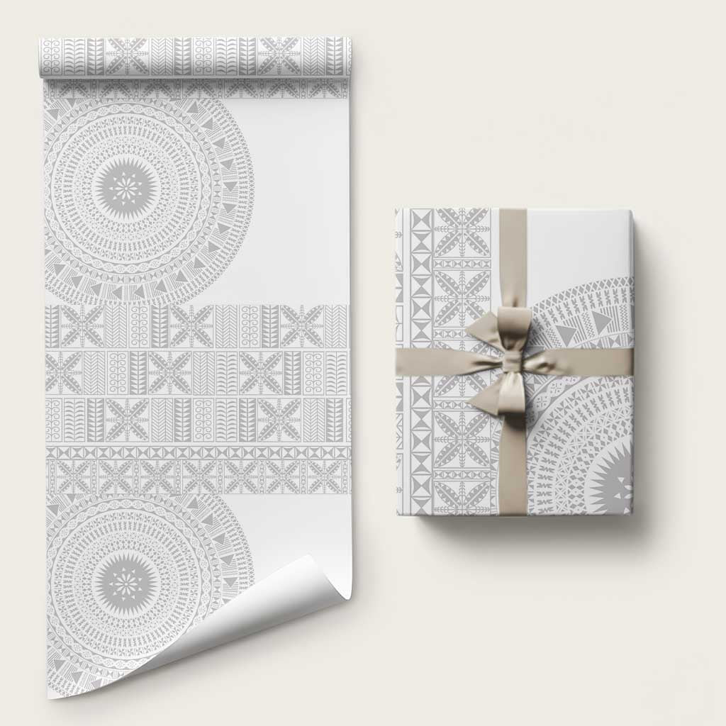 Niue White Sunday Wrapping Paper Half Hiapo Pattern Vibes LT14 58" × 23" White - Polynesian Pride