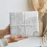 Niue White Sunday Wrapping Paper Half Hiapo Pattern Vibes LT14 - Polynesian Pride