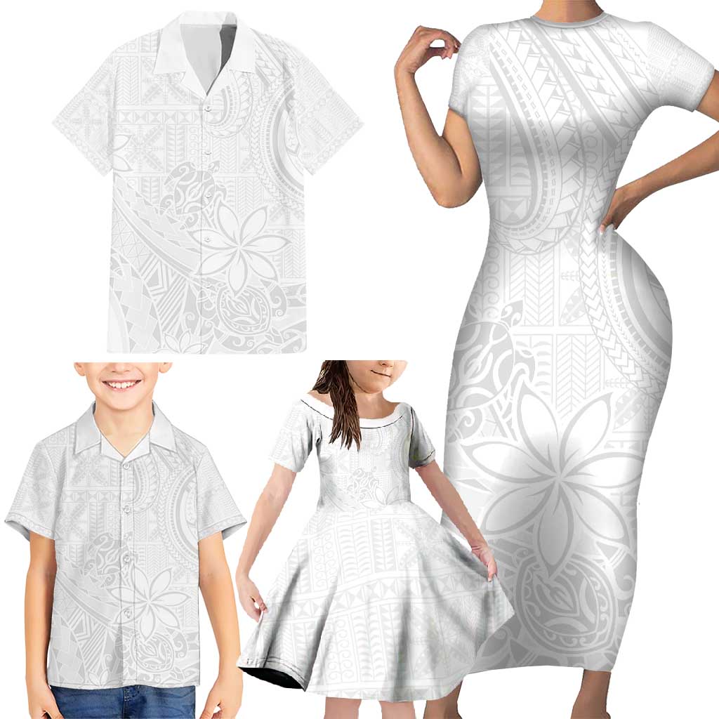 Tapu Fanau Ia Niue Family Matching Short Sleeve Bodycon Dress and Hawaiian Shirt Happy White Sunday Unique Hiapo - Polynesian Pride