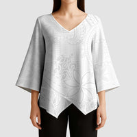 Tapu Fanau Ia Niue Kimono Sleeve Blouse Happy White Sunday Unique Hiapo - Polynesian Pride