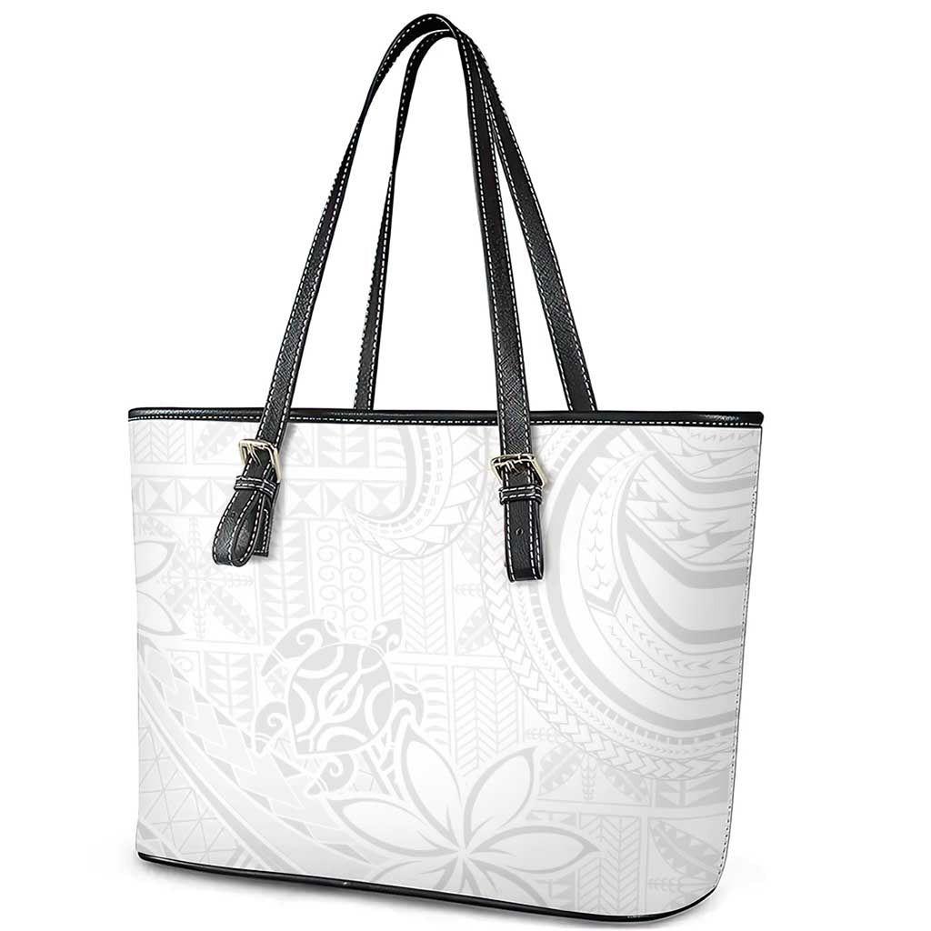 Tapu Fanau Ia Niue Leather Tote Bag Happy White Sunday Unique Hiapo - Polynesian Pride