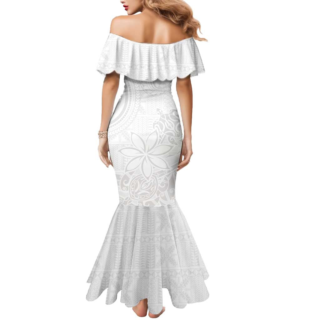 Tapu Fanau Ia Niue Mermaid Dress Happy White Sunday Unique Hiapo - Polynesian Pride