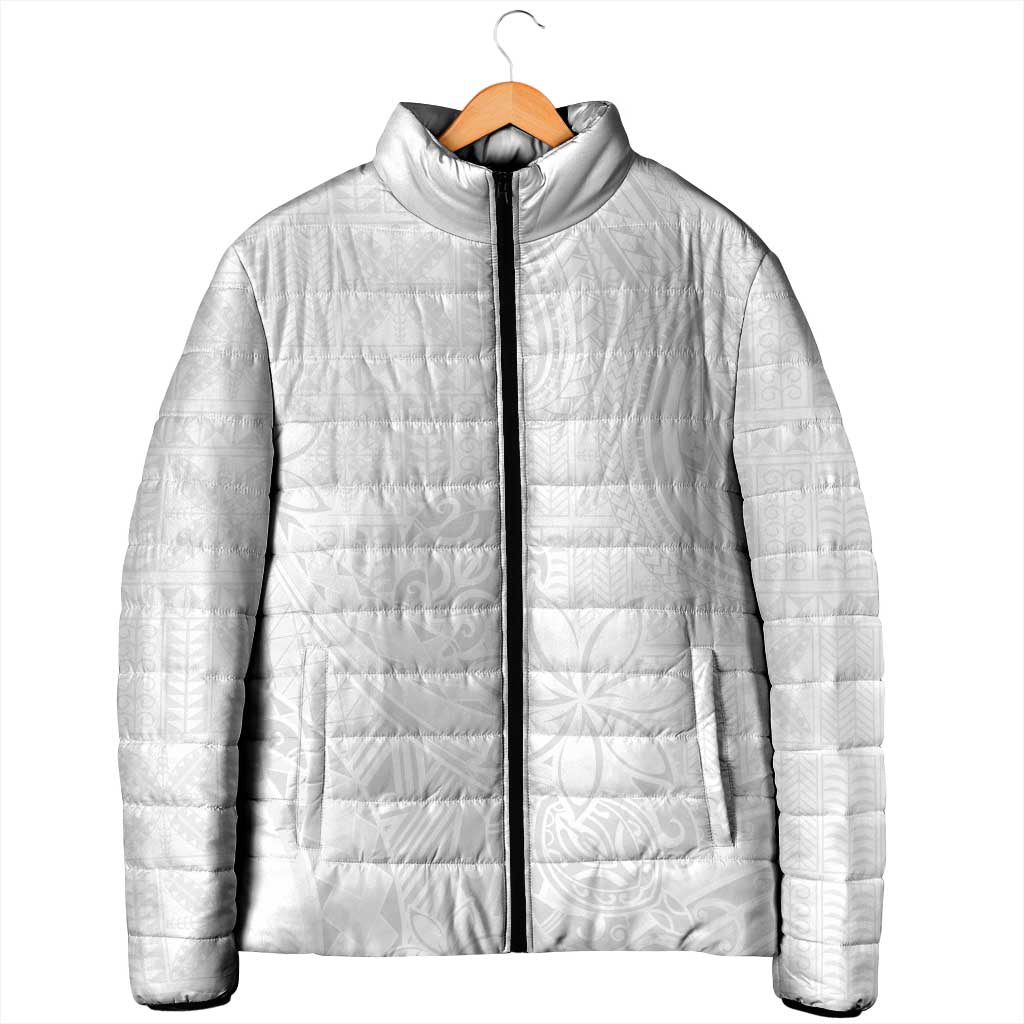 Tapu Fanau Ia Niue Padded Jacket Happy White Sunday Unique Hiapo - Polynesian Pride