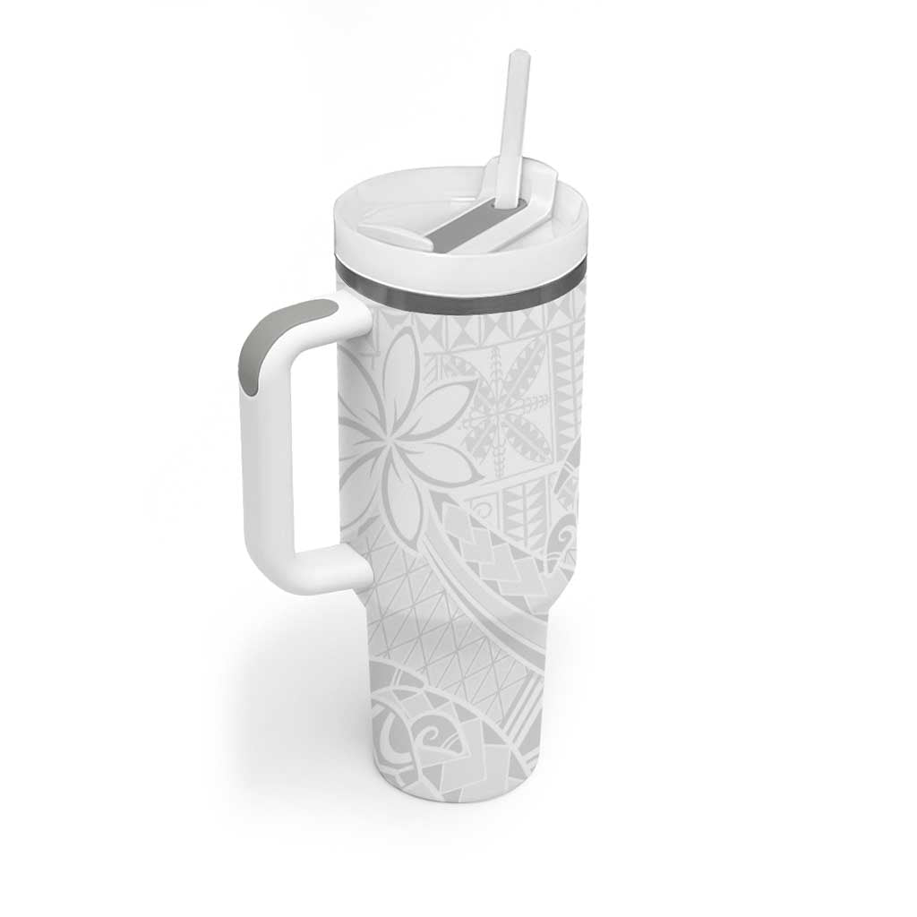 Tapu Fanau Ia Niue Tumbler With Handle Happy White Sunday Unique Hiapo - Polynesian Pride