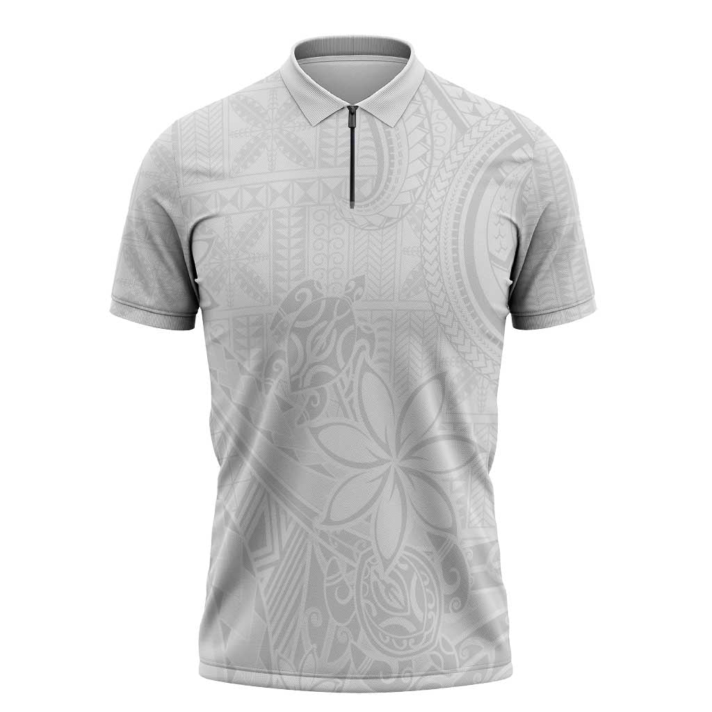 Tapu Fanau Ia Niue Zipper Polo Shirt Happy White Sunday Unique Hiapo - Polynesian Pride