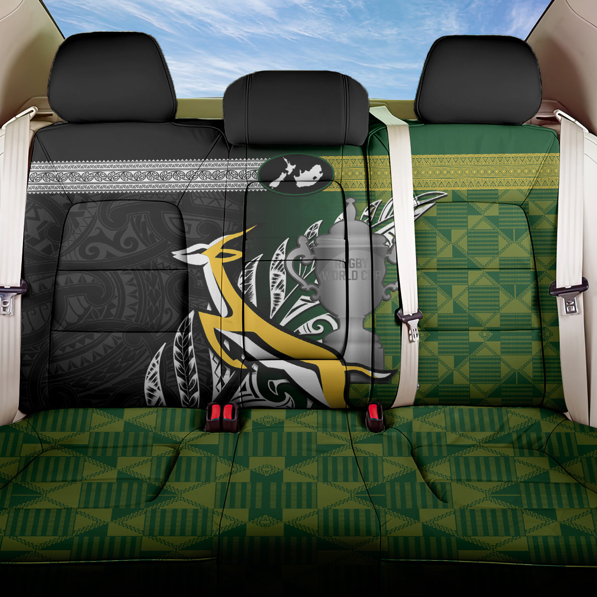 New Zealand and South Africa Rugby Back Car Seat Cover 2023 World Cup Final All Black Springboks Together