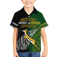 Personalised New Zealand and South Africa Rugby Family Matching Long Sleeve Bodycon Dress and Hawaiian Shirt 2023 World Cup Final All Black Springboks Together LT14 Son's Shirt Black - Polynesian Pride