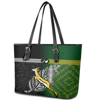 New Zealand and South Africa Rugby Leather Tote Bag 2023 World Cup Final All Black Springboks Together LT14 - Polynesian Pride