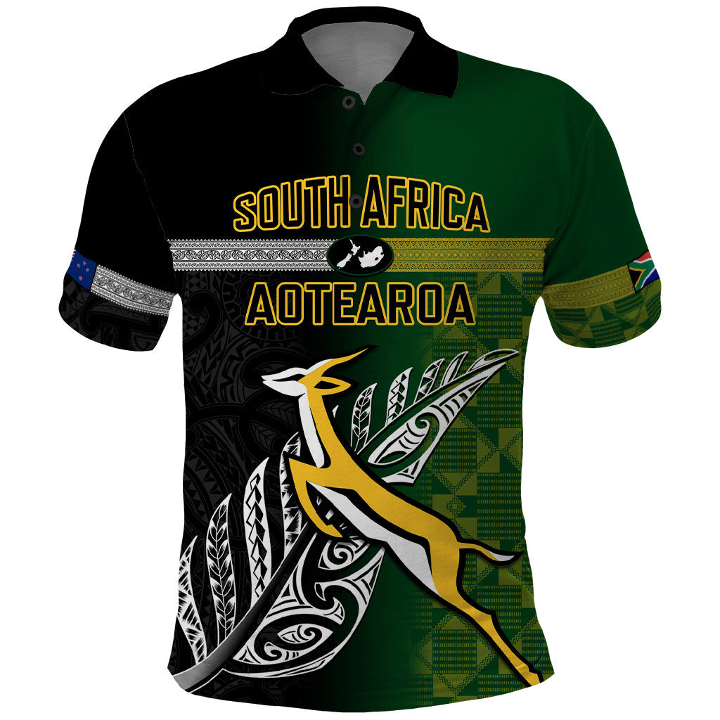 RSA SOUTH AFRICA  AOTEAROA 記念ラクビーシャツ New Zealand and South Africa Rugby - Polynesian Pride