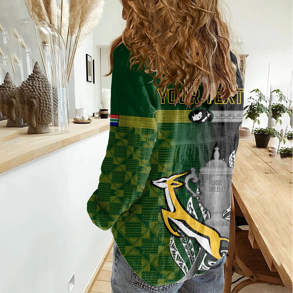 Personalised New Zealand and South Africa Rugby Women Casual Shirt 2023 World Cup Final All Black Springboks Together LT14 - Polynesian Pride