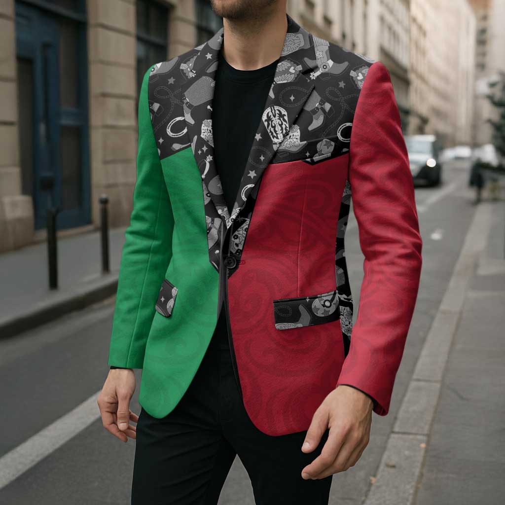 Vanuatu Cowboy Blazer Cowboy Symbols Split Stylized - Polynesian Pride