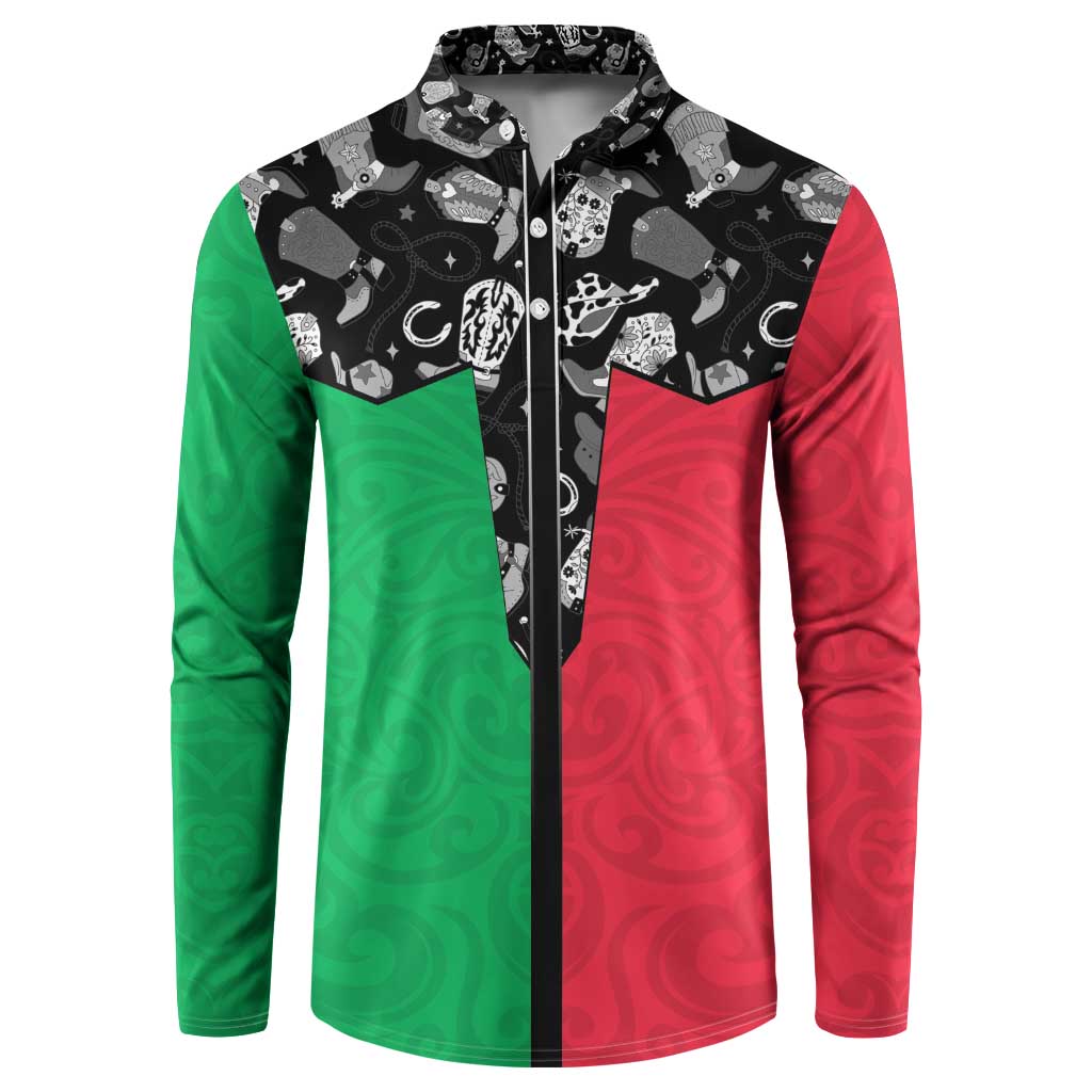 Vanuatu Cowboy Button Sweatshirt Cowboy Symbols Split Stylized - Polynesian Pride