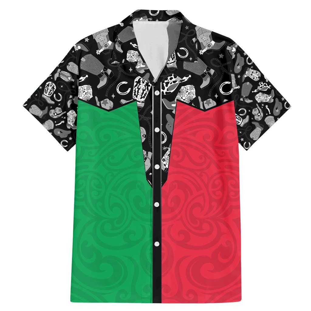 Vanuatu Cowboy Family Matching Mermaid Dress and Hawaiian Shirt Cowboy Symbols Split Stylized - Polynesian Pride