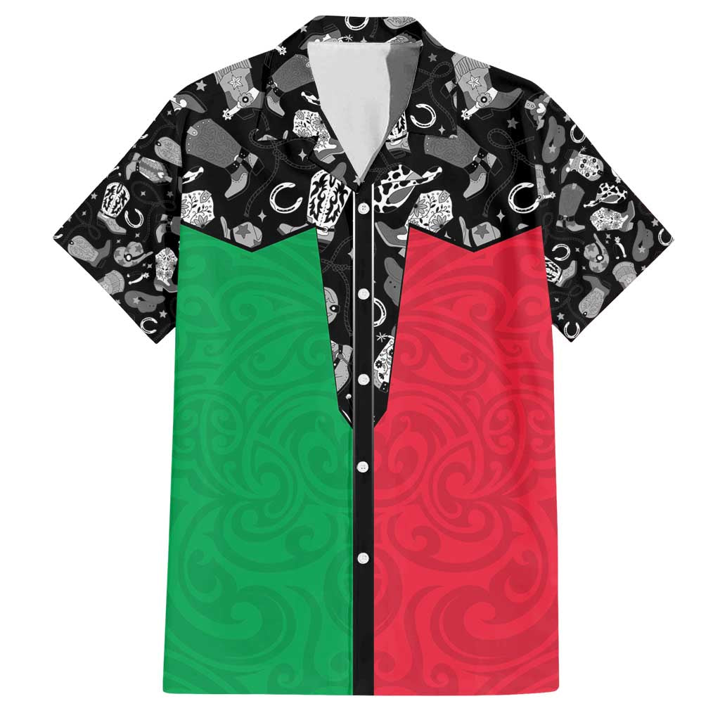 Vanuatu Cowboy Family Matching Puletasi and Hawaiian Shirt Cowboy Symbols Split Stylized - Polynesian Pride